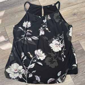 Tahari Black Floral Sleeveless Blouse